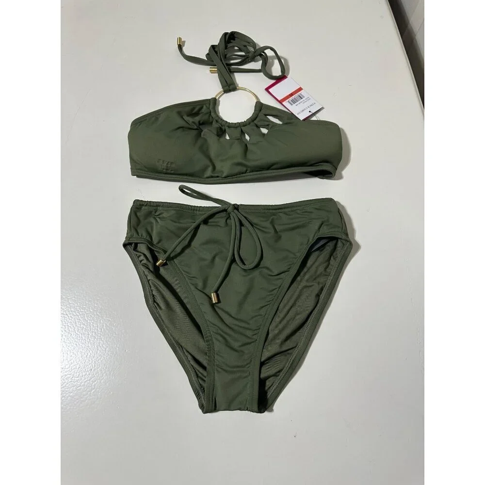 Vince Camuto Safari Green 2 piece swimsuit size XS NWT